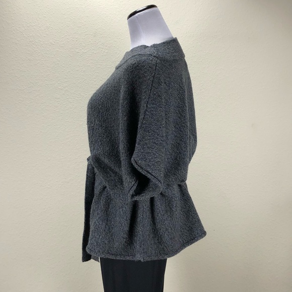 Anne Klein Gray Short Sleeve Belted Sweater - Picture 2 of 8